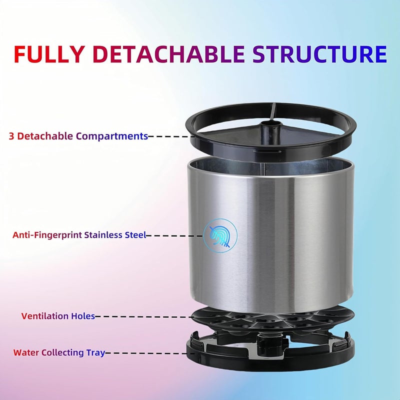 LIBODOUR Kitchen Utensil Holder Extra Large 360°Rotating For Counter Organizer Stainless Steel Storage Cooking Silverware Caddy 3 Compartment Flatware Spoon Spatula Tool Cutlery Container - Image 4